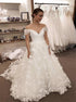 A Line Off the Shoulder White Tulle 3D flowers Prom Dress LBQ4203